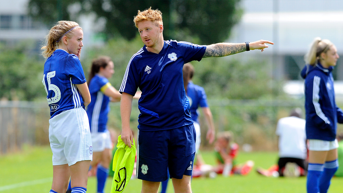 Cardiff City Women in home kit 