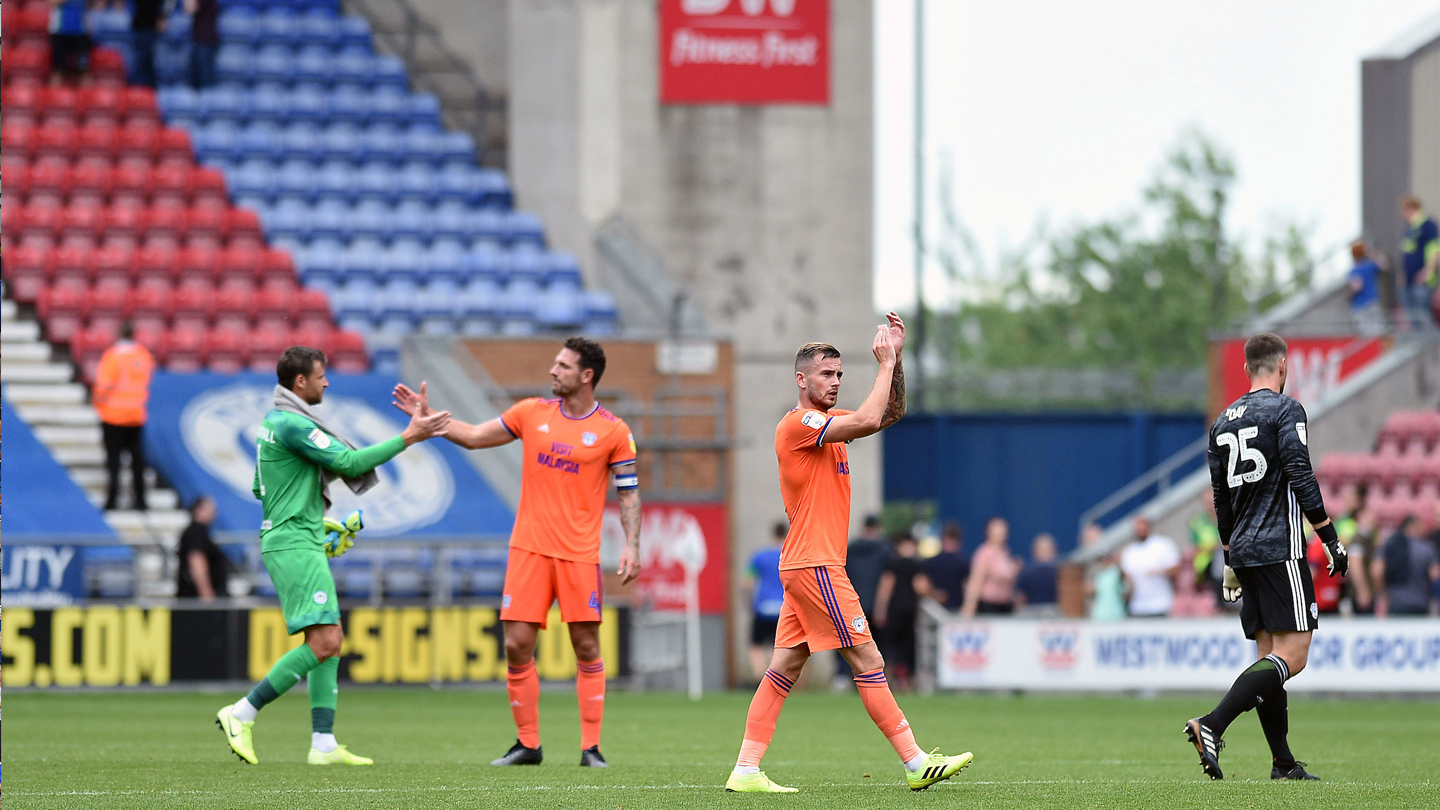 Joe Ralls applauding supporters post-Wigan Athletic.